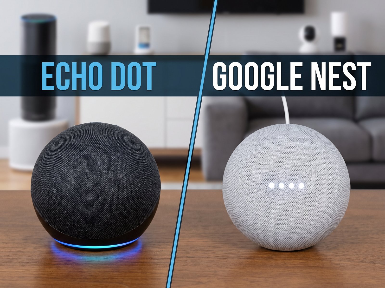 Bocinas inteligentes Echo Dot y Google Nest comparadas para elegir ecosistema.