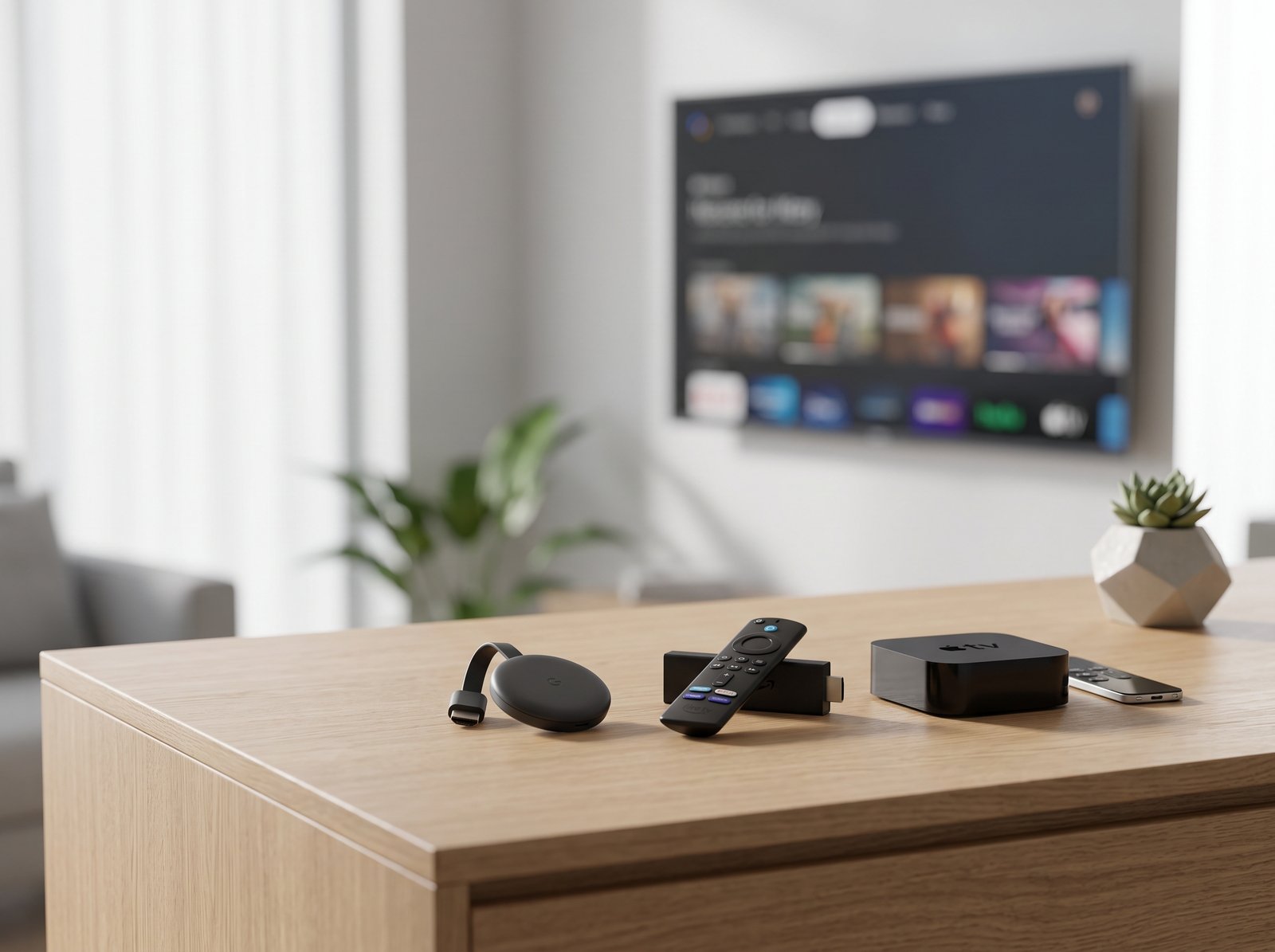 Dispositivos de streaming conectados a una televisión